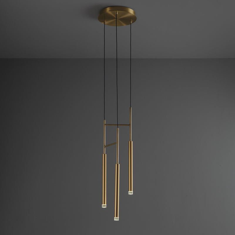 Quint Modern Minimalist Brass Acrylic Chandelier - Lamp Copper