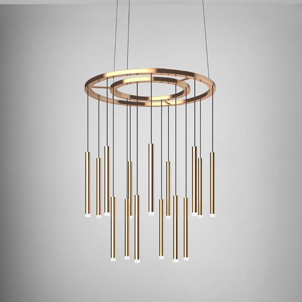 Quint Modern Minimalist Brass Acrylic Chandelier - Lamp Copper