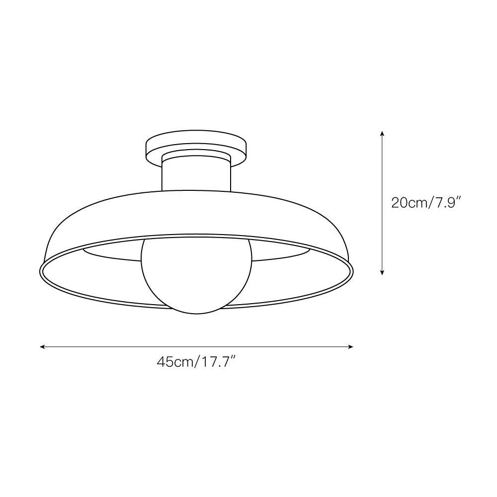 Quasar Modern Minimalist Metal Glass Semi Flush Ceiling Lamp
