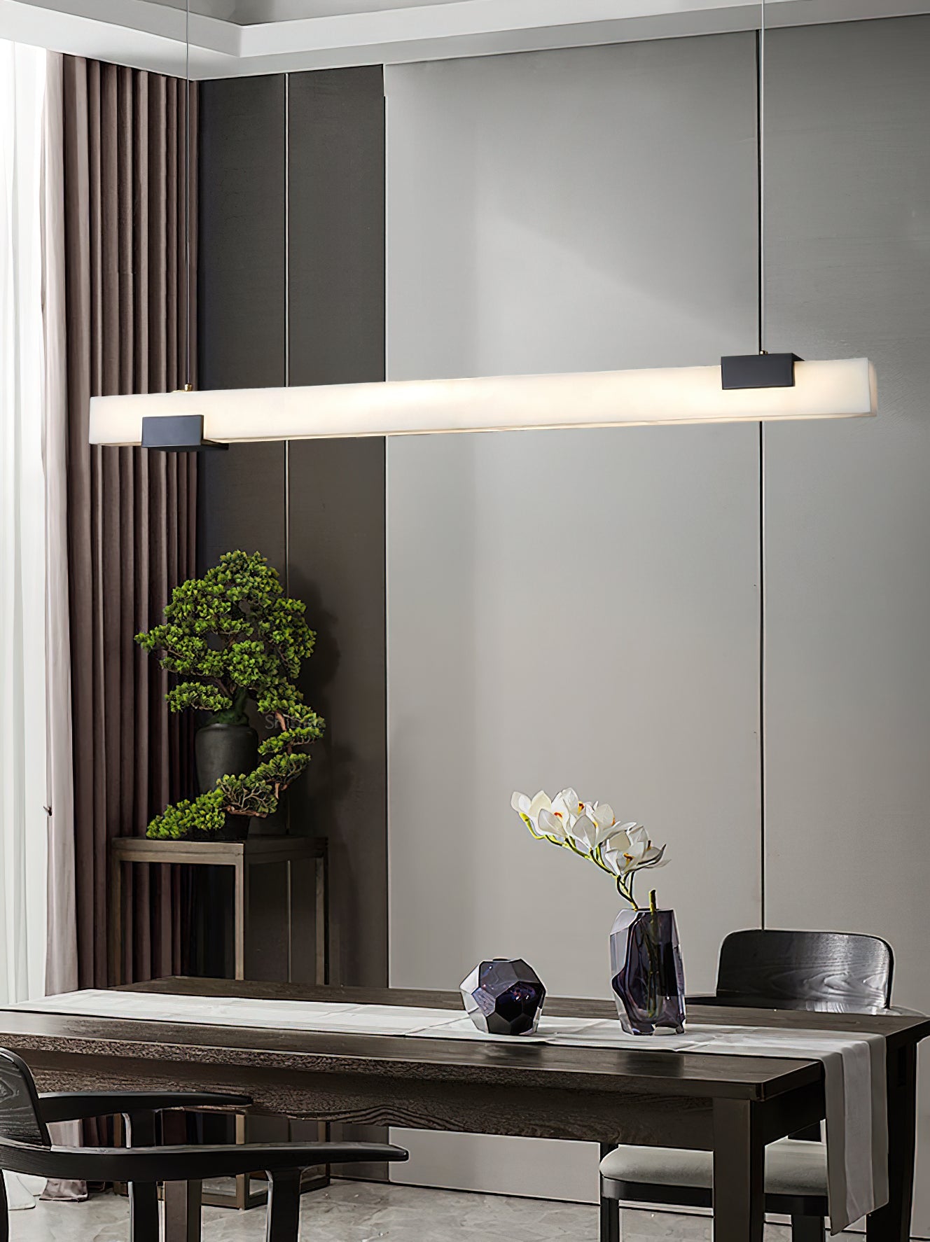 Avert Modern Minimalist Brass Alabaster Pendant Light - Lamp Copper