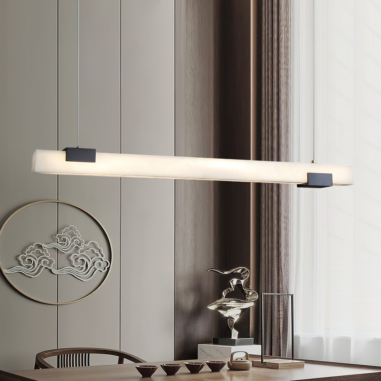 Avert Modern Minimalist Brass Alabaster Pendant Light - Lamp Copper
