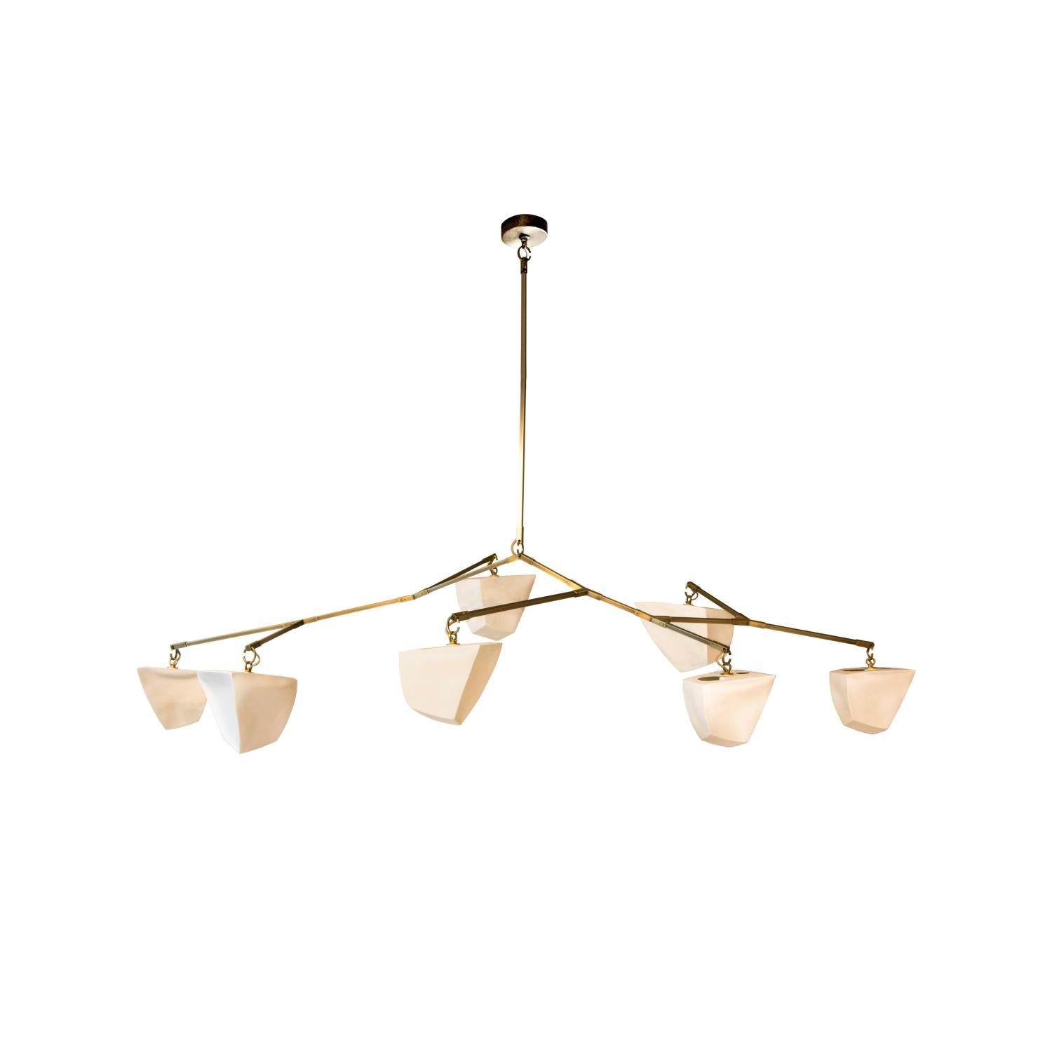Iris Mobile Individual Creativity Brass Ceramics Chandelier - Lamp Copper
