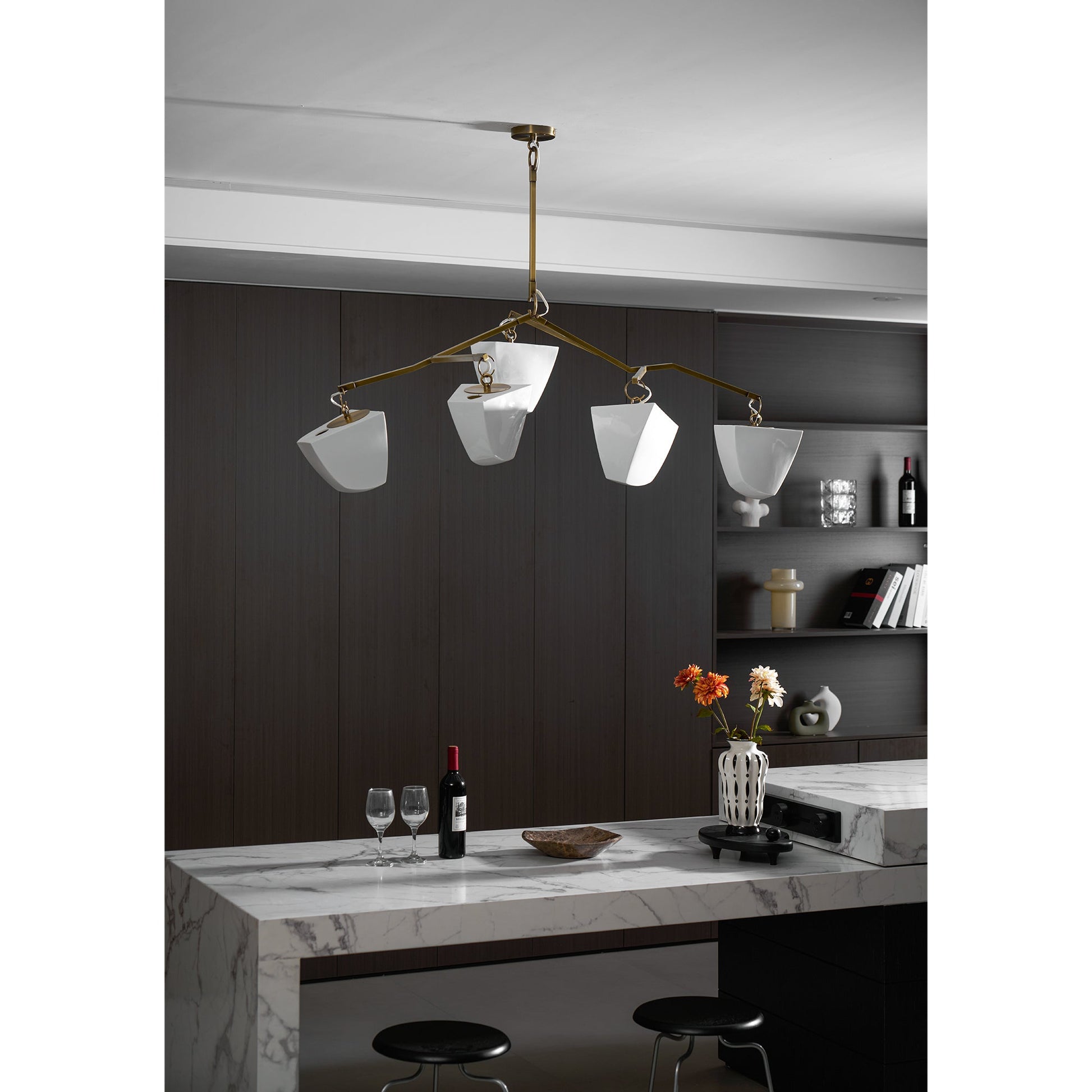 Iris Mobile Individual Creativity Brass Ceramics Chandelier - Lamp Copper