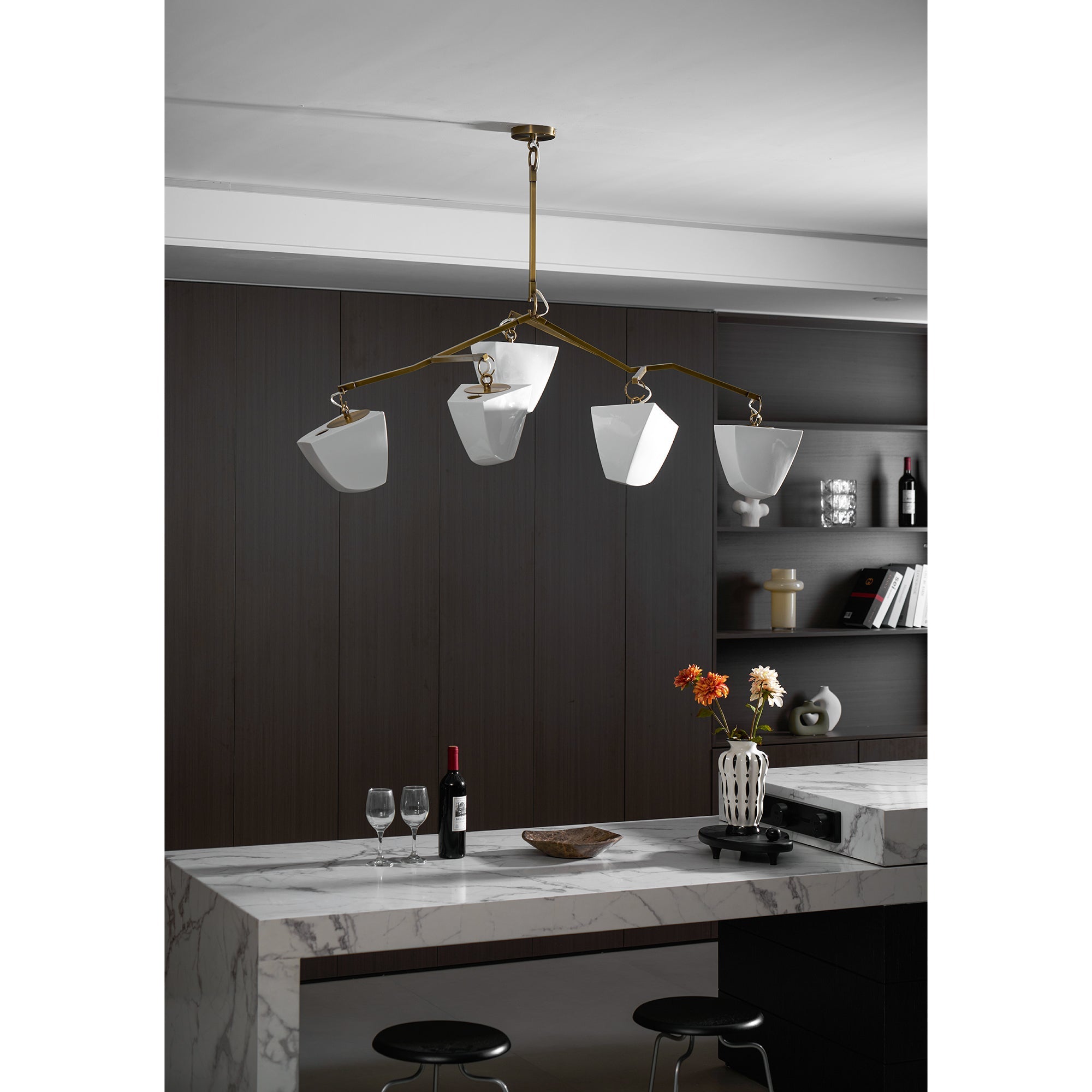 Iris Mobile Individual Creativity Brass Ceramics Chandelier - Lamp Copper