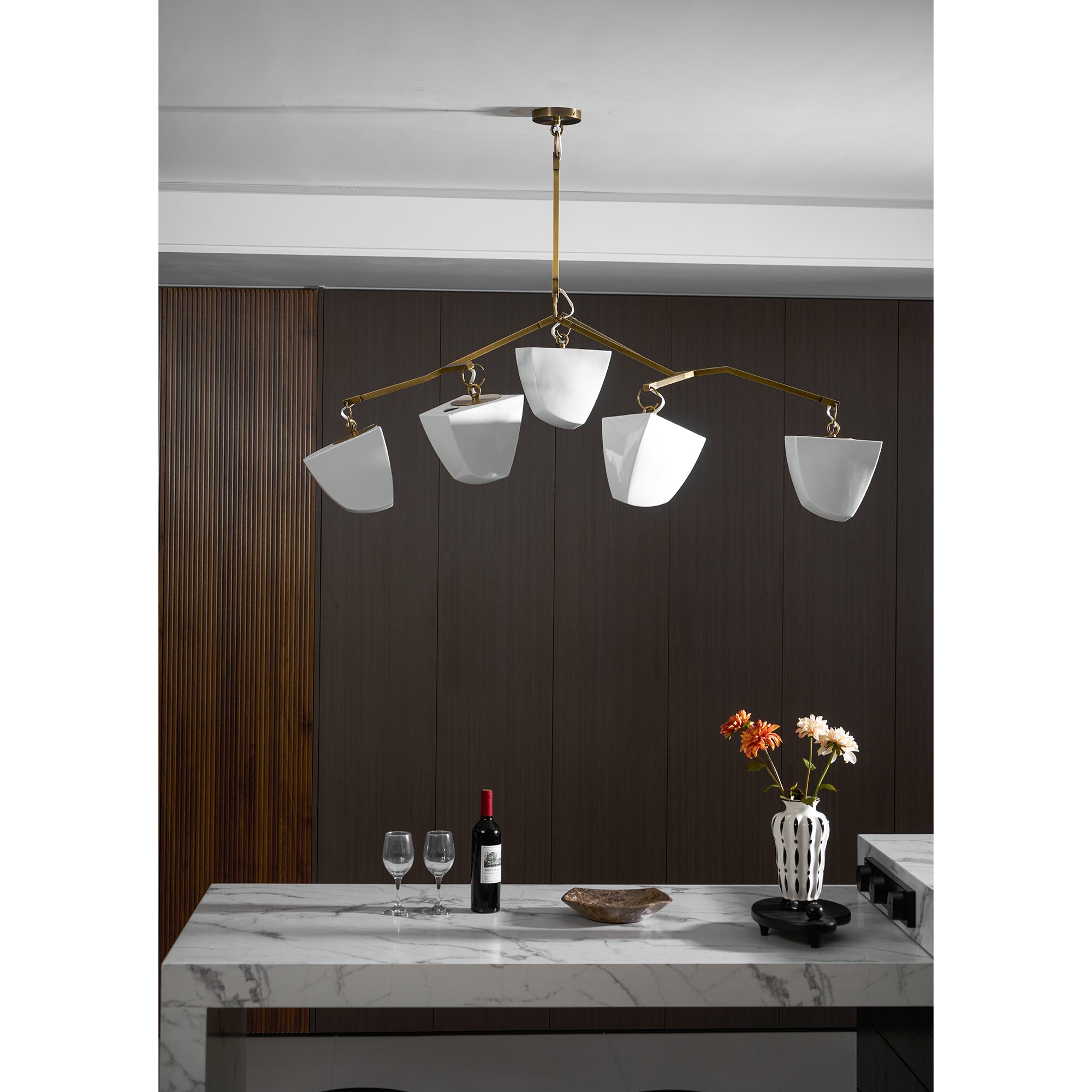 Iris Mobile Individual Creativity Brass Ceramics Chandelier - Lamp Copper