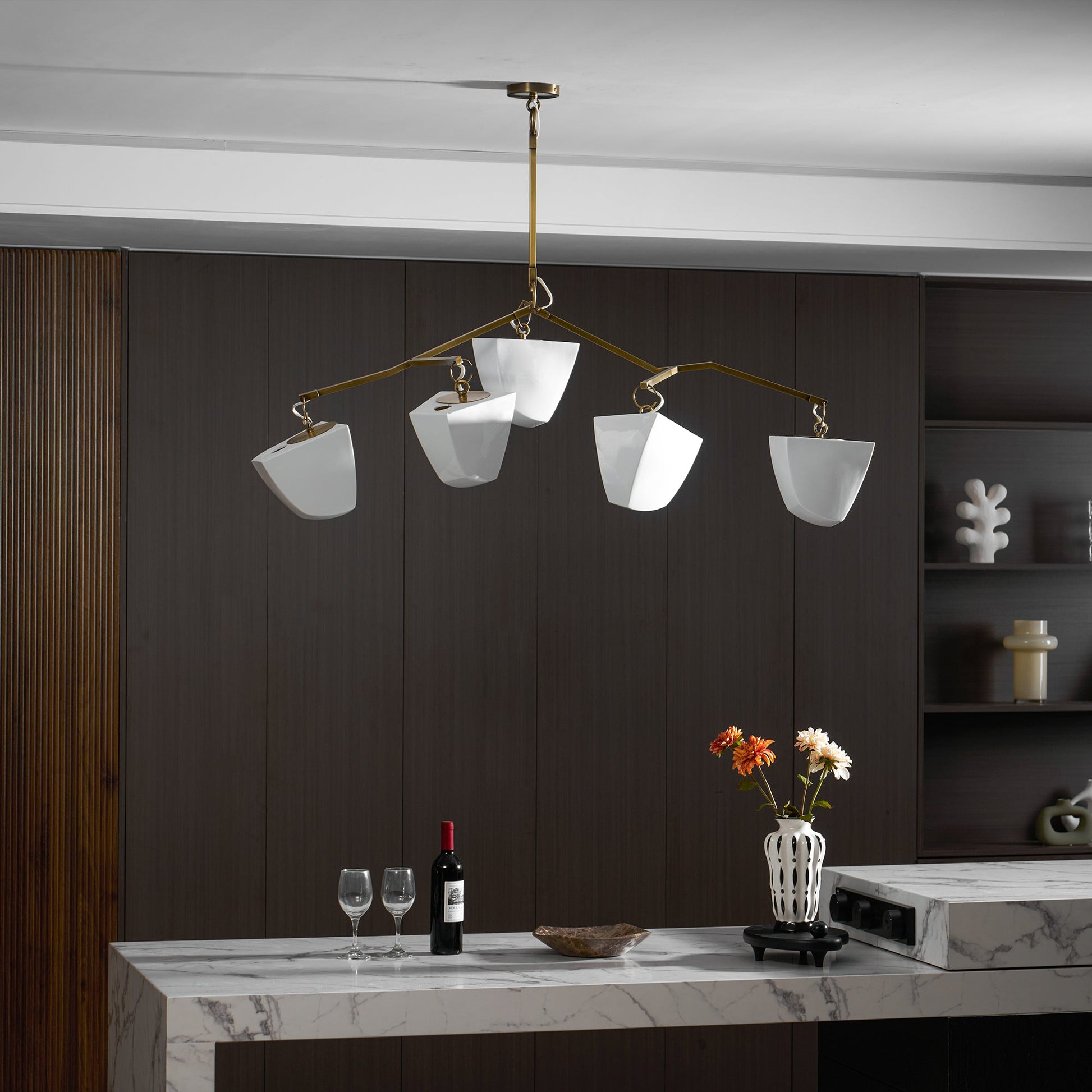Iris Mobile Individual Creativity Brass Ceramics Chandelier - Lamp Copper