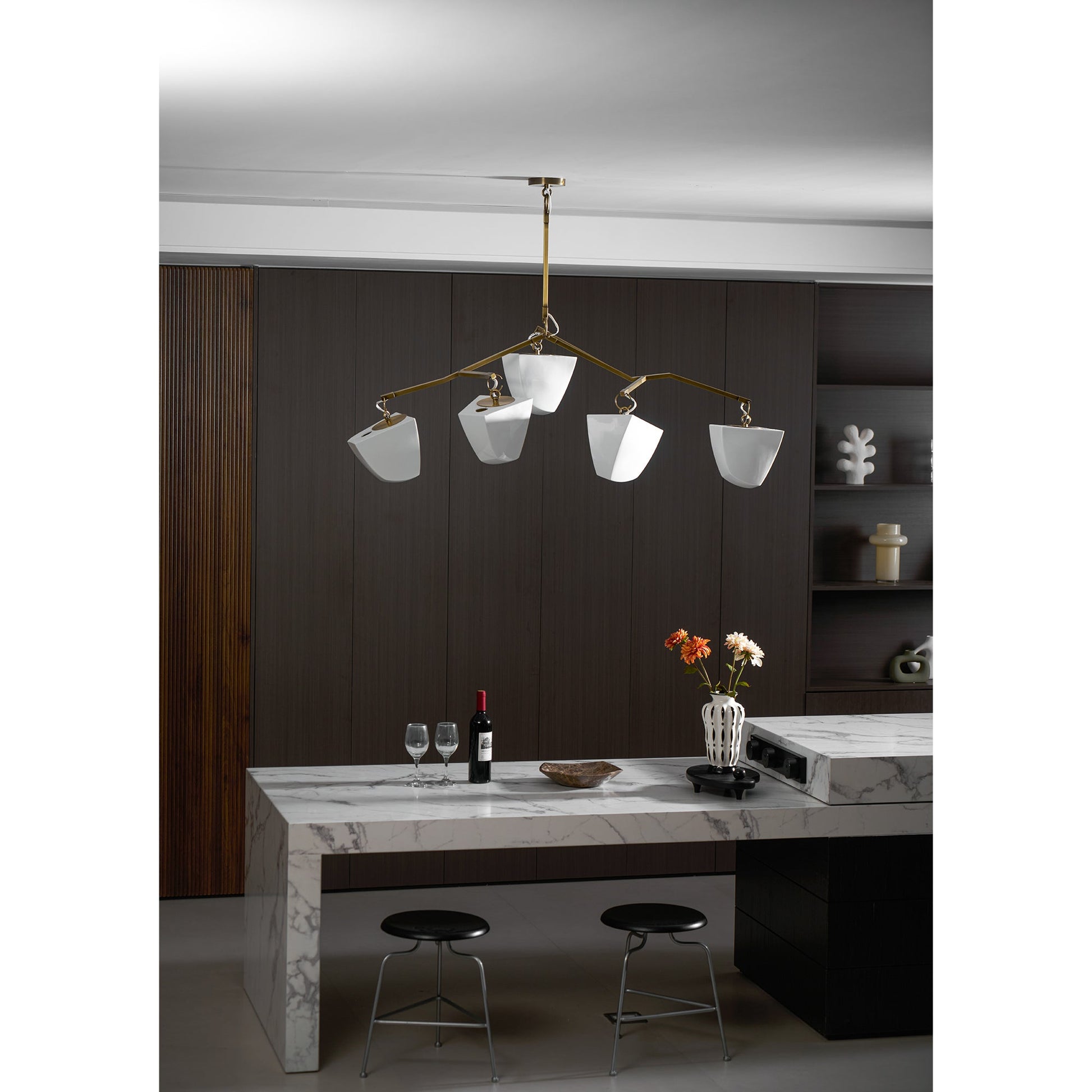Iris Mobile Individual Creativity Brass Ceramics Chandelier - Lamp Copper