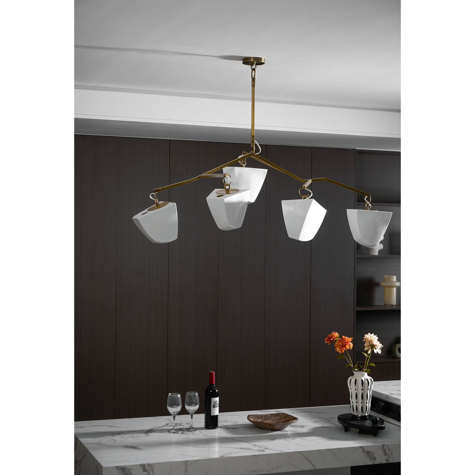 Iris Mobile Individual Creativity Brass Ceramics Chandelier - Lamp Copper