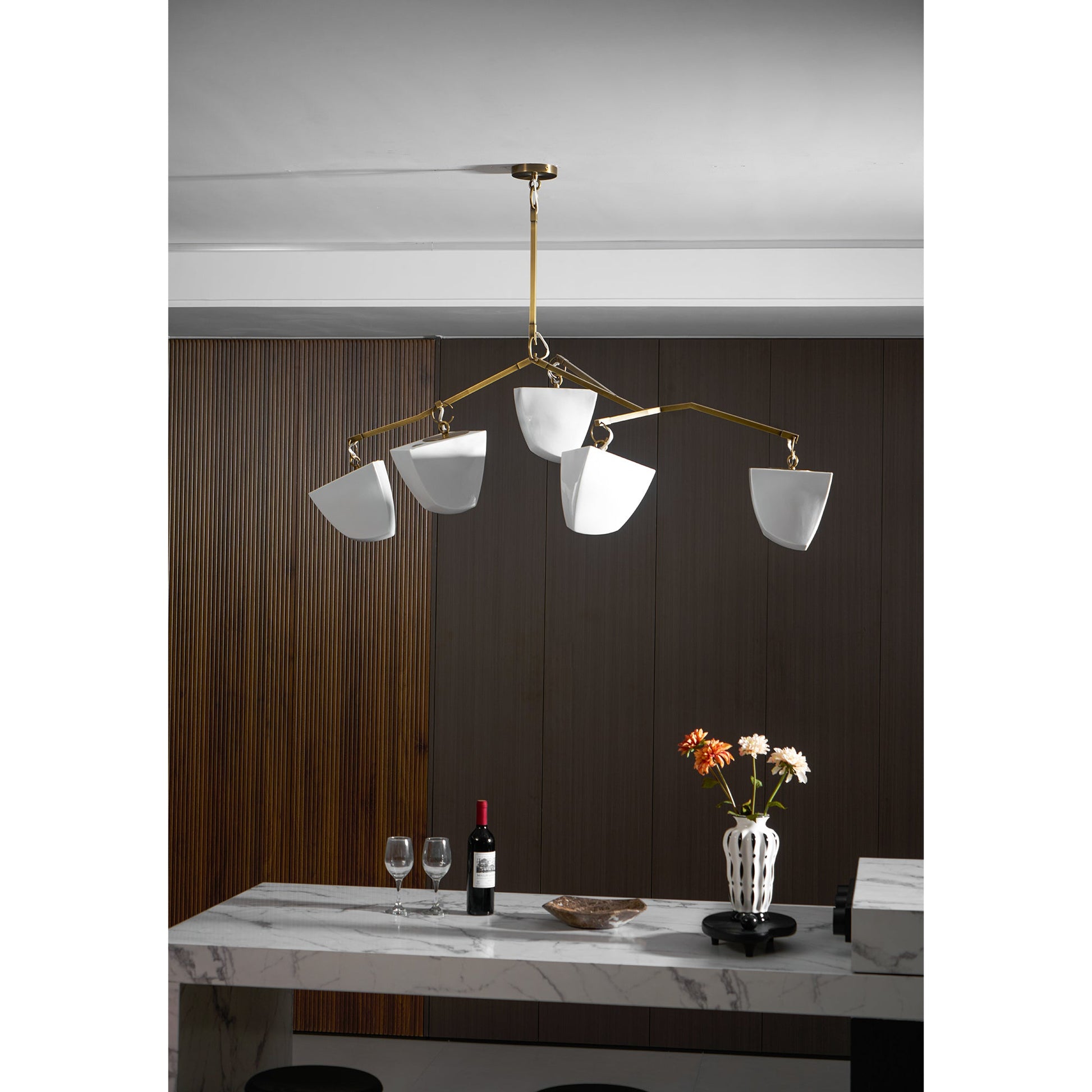 Iris Mobile Individual Creativity Brass Ceramics Chandelier - Lamp Copper