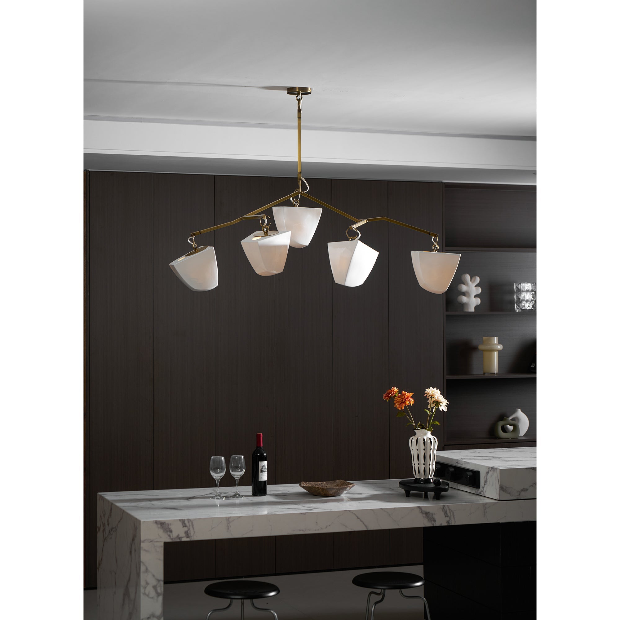 Iris Mobile Individual Creativity Brass Ceramics Chandelier - Lamp Copper