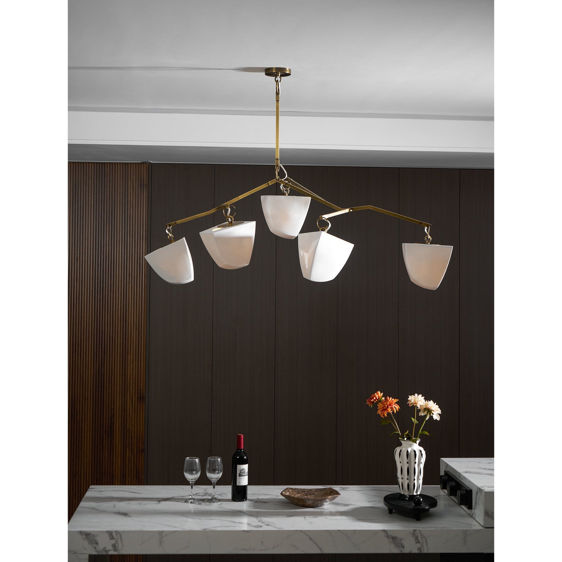 Iris Mobile Individual Creativity Brass Ceramics Chandelier - Lamp Copper