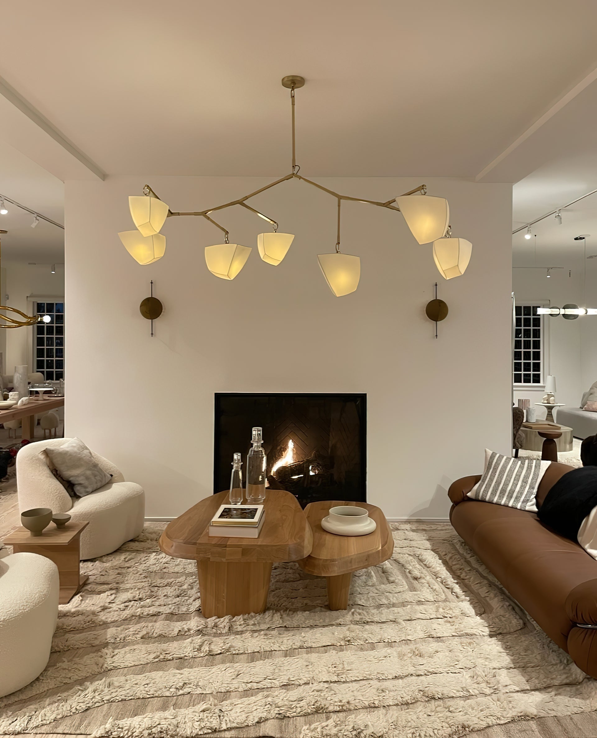 Iris Mobile Individual Creativity Brass Ceramics Chandelier - Lamp Copper