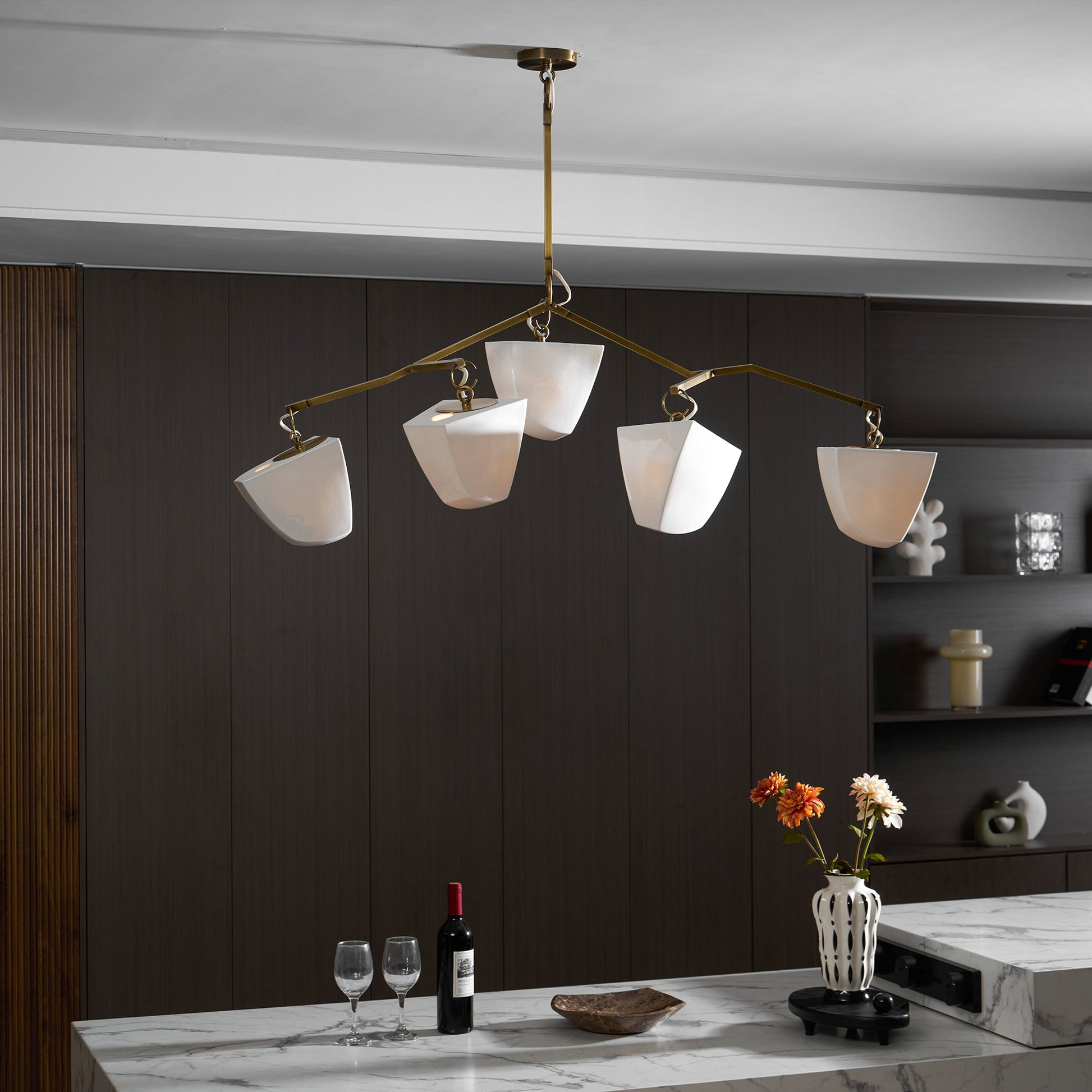Iris Mobile Individual Creativity Brass Ceramics Chandelier - Lamp Copper