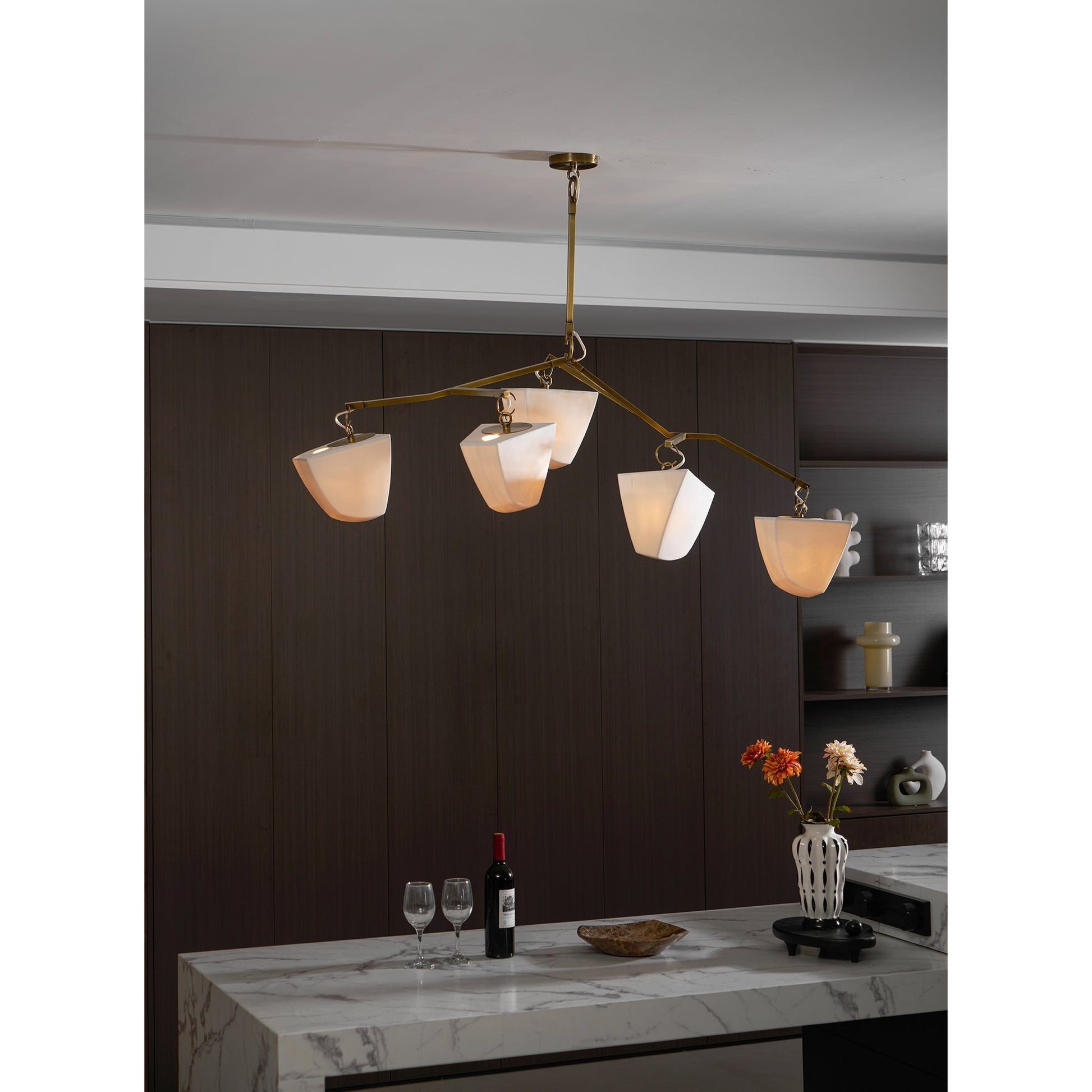 Iris Mobile Individual Creativity Brass Ceramics Chandelier - Lamp Copper