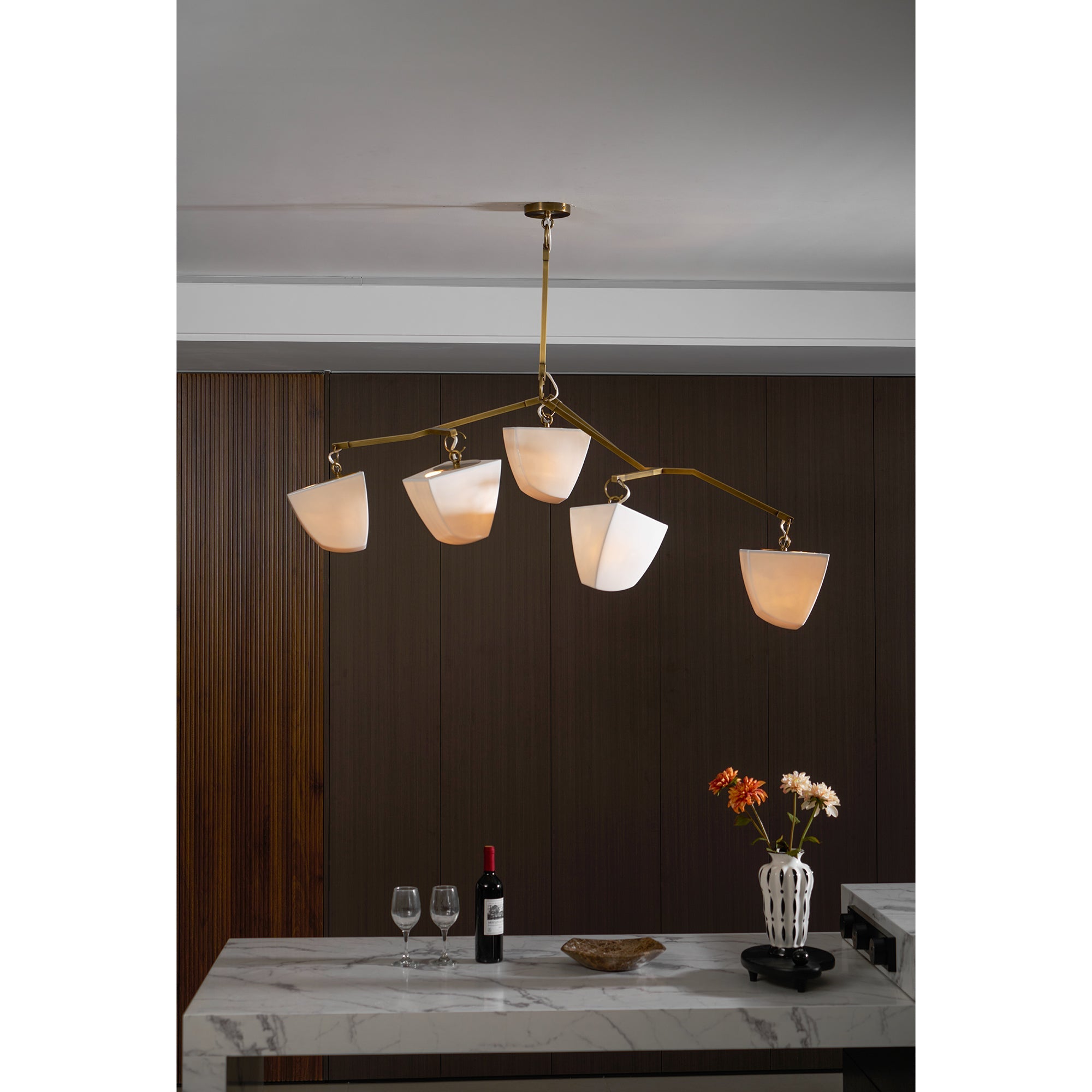 Iris Mobile Individual Creativity Brass Ceramics Chandelier - Lamp Copper