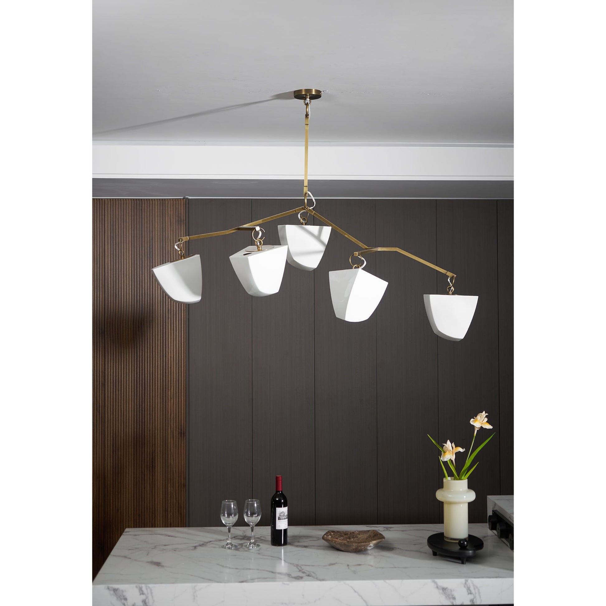 Iris Mobile Individual Creativity Brass Ceramics Chandelier - Lamp Copper