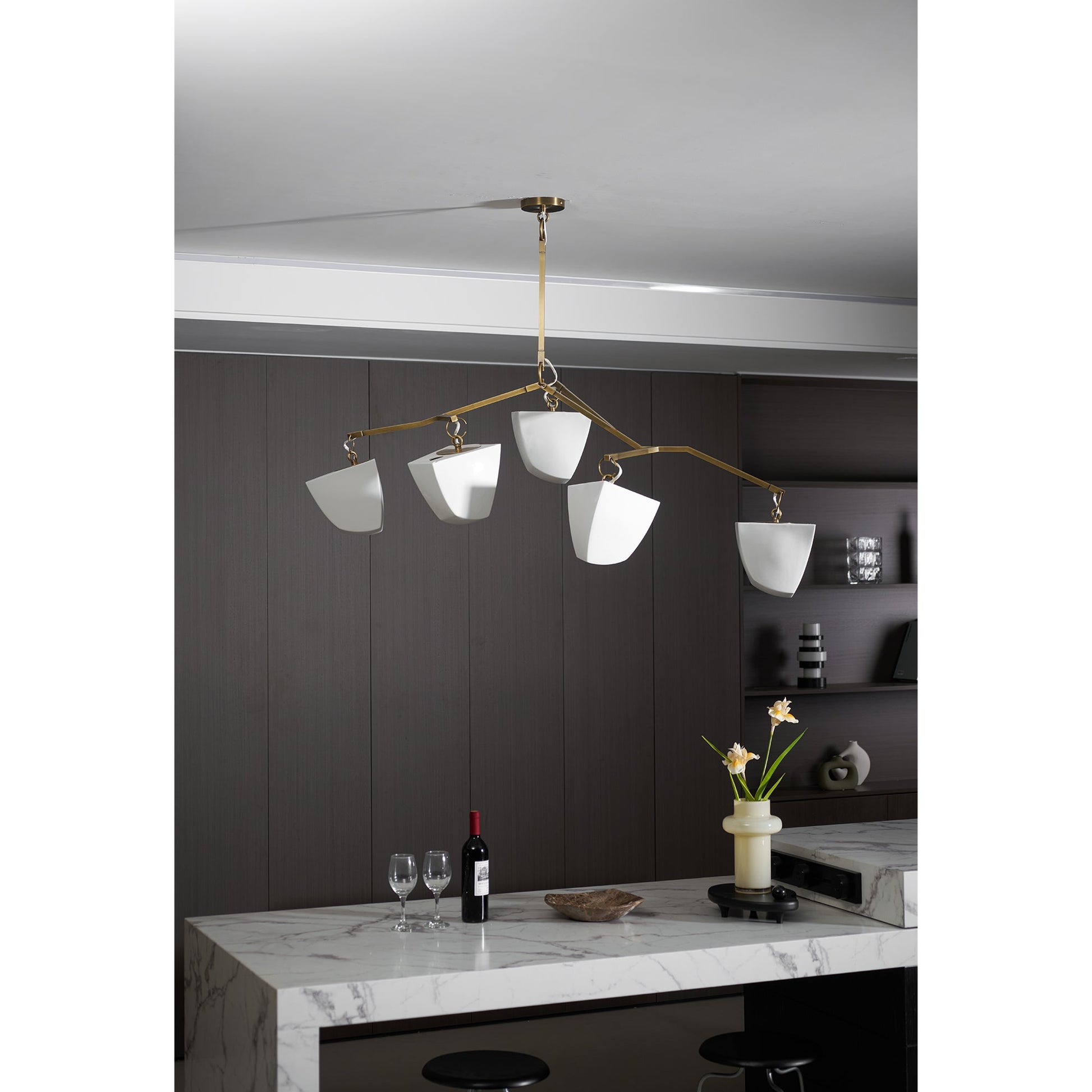 Iris Mobile Individual Creativity Brass Ceramics Chandelier - Lamp Copper