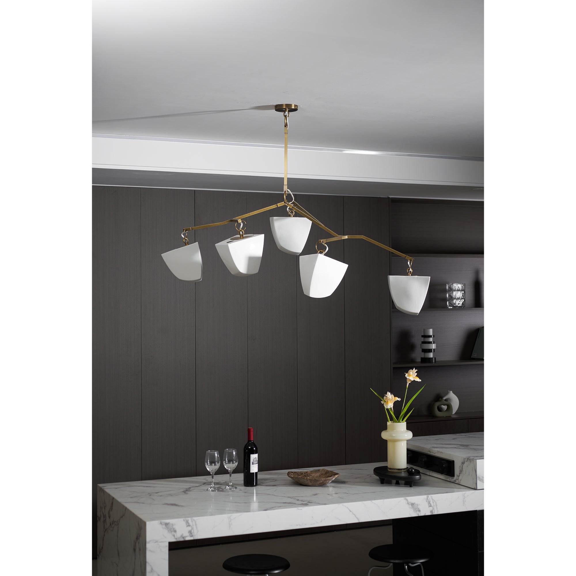 Iris Mobile Individual Creativity Brass Ceramics Chandelier - Lamp Copper