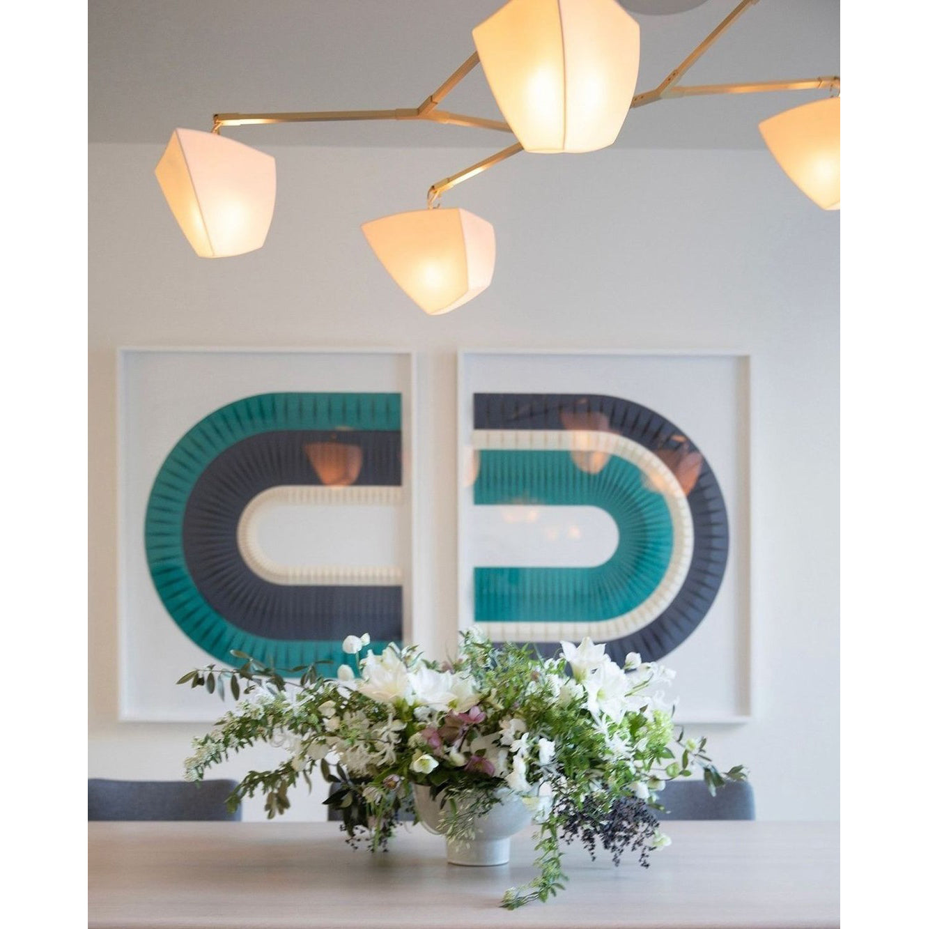 Iris Mobile Individual Creativity Brass Ceramics Chandelier - Lamp Copper