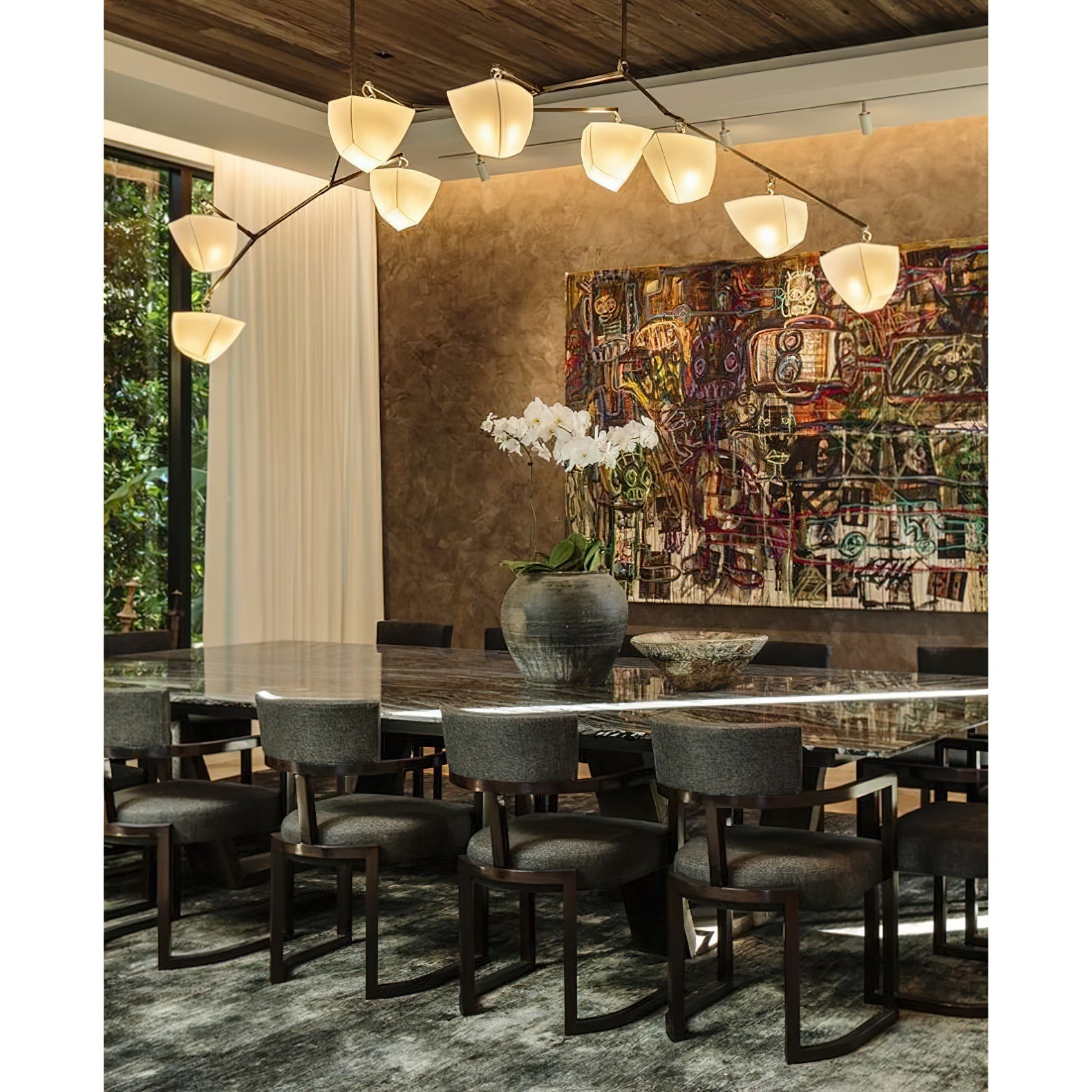 Iris Mobile Individual Creativity Brass Ceramics Chandelier - Lamp Copper