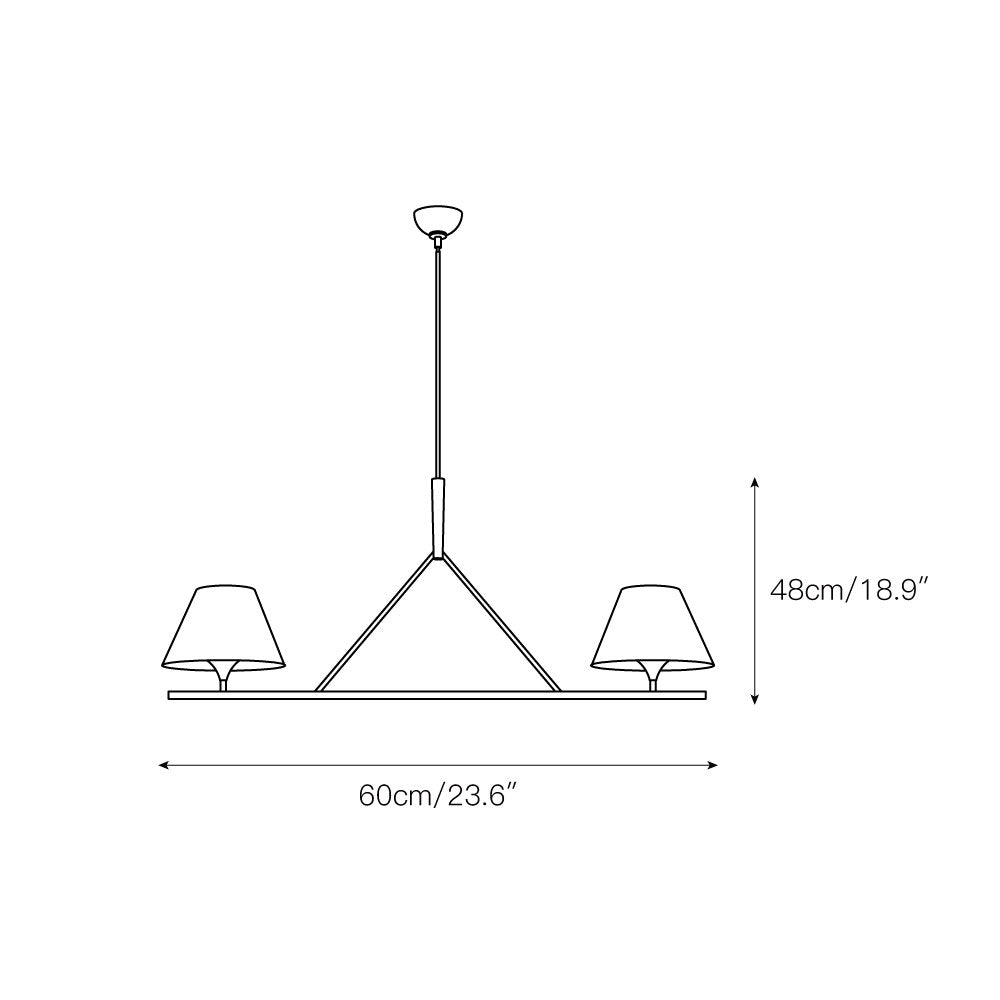 Keen Linear Modern Elegant Brass Fabric Chandelier - Lamp Copper