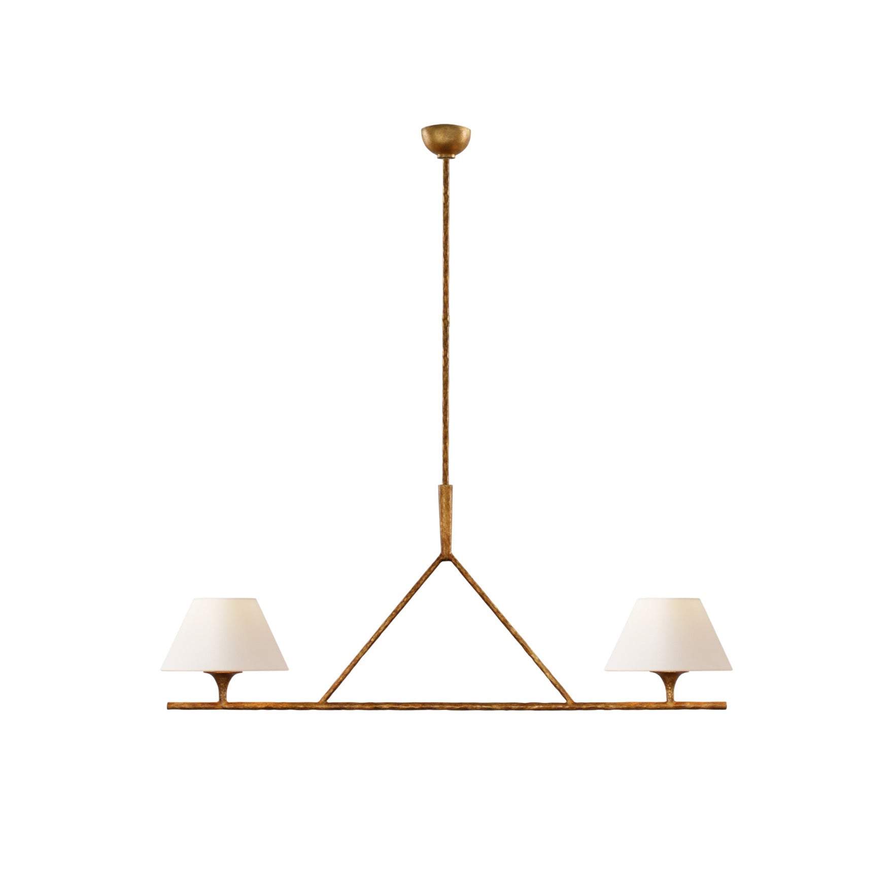 Keen Linear Modern Elegant Brass Fabric Chandelier - Lamp Copper