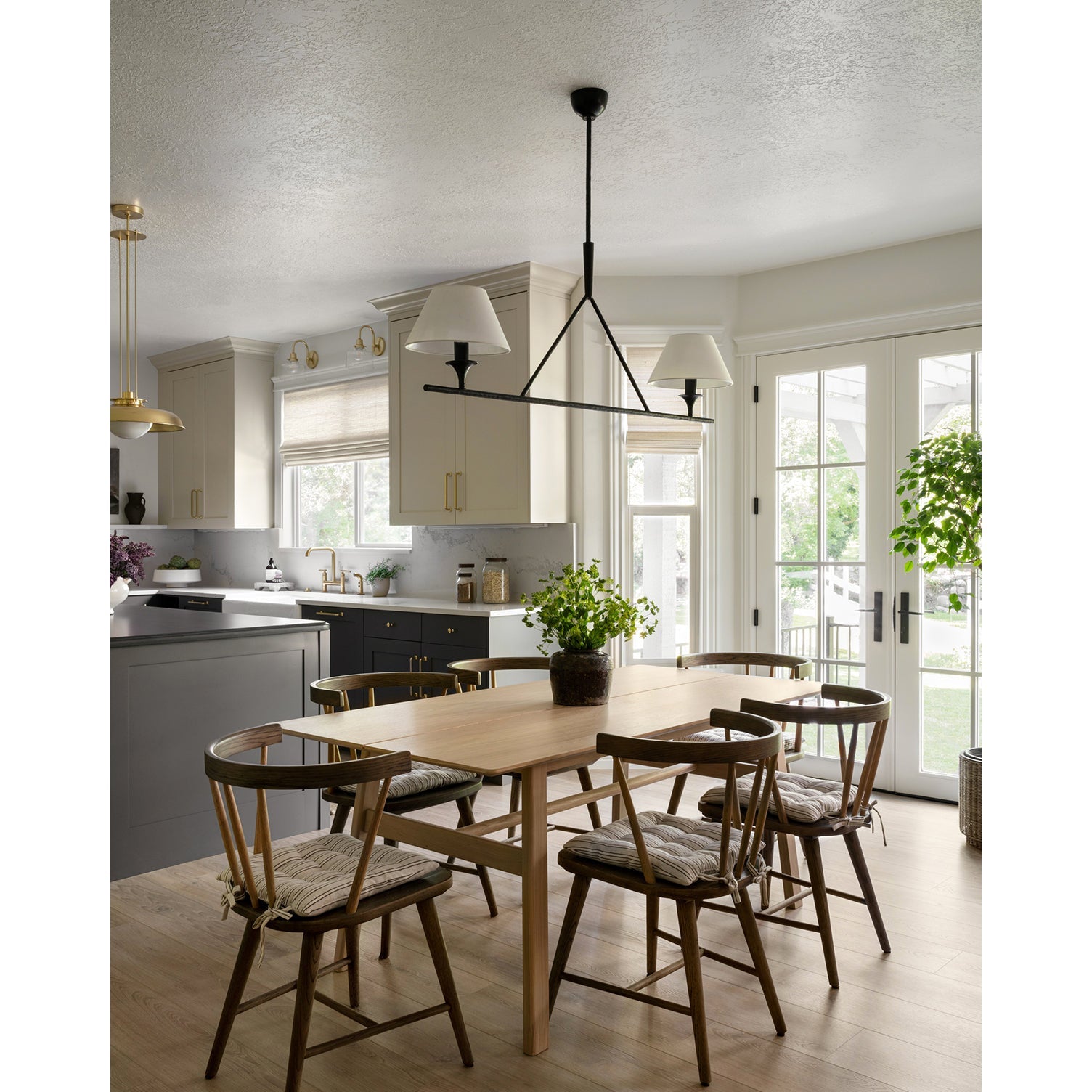 Keen Linear Modern Elegant Brass Fabric Chandelier - Lamp Copper