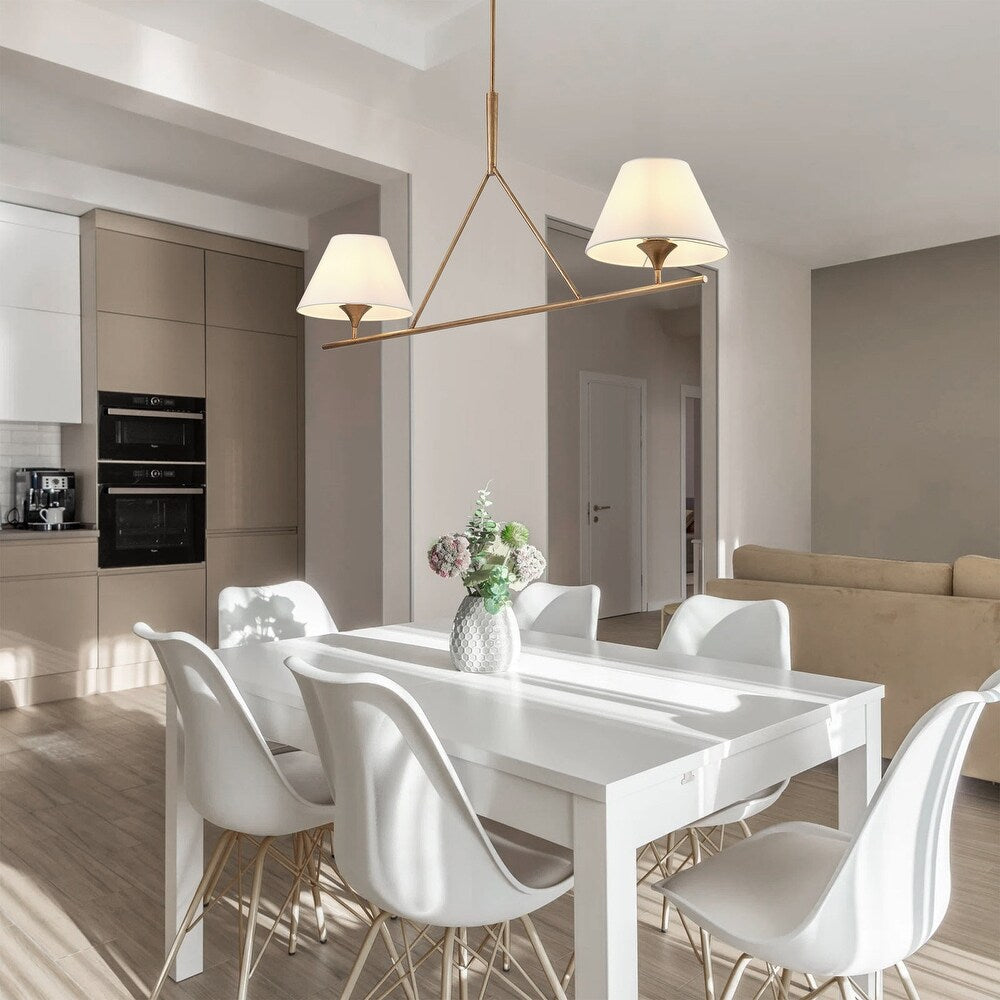 Keen Linear Modern Elegant Brass Fabric Chandelier - Lamp Copper