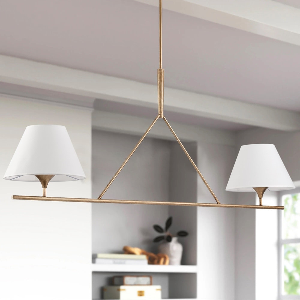 Keen Linear Modern Elegant Brass Fabric Chandelier - Lamp Copper