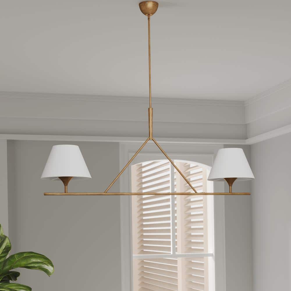 Keen Linear Modern Elegant Brass Fabric Chandelier - Lamp Copper