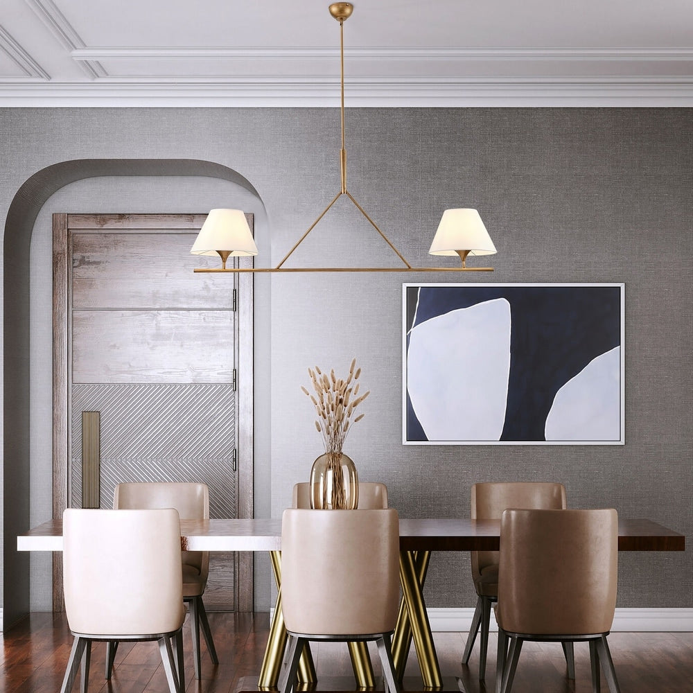 Keen Linear Modern Elegant Brass Fabric Chandelier - Lamp Copper