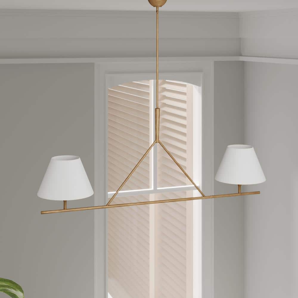 Keen Linear Modern Elegant Brass Fabric Chandelier - Lamp Copper