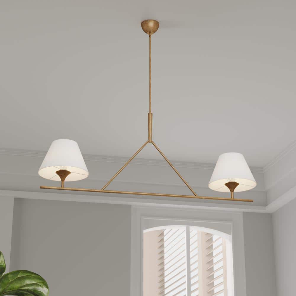 Keen Linear Modern Elegant Brass Fabric Chandelier - Lamp Copper