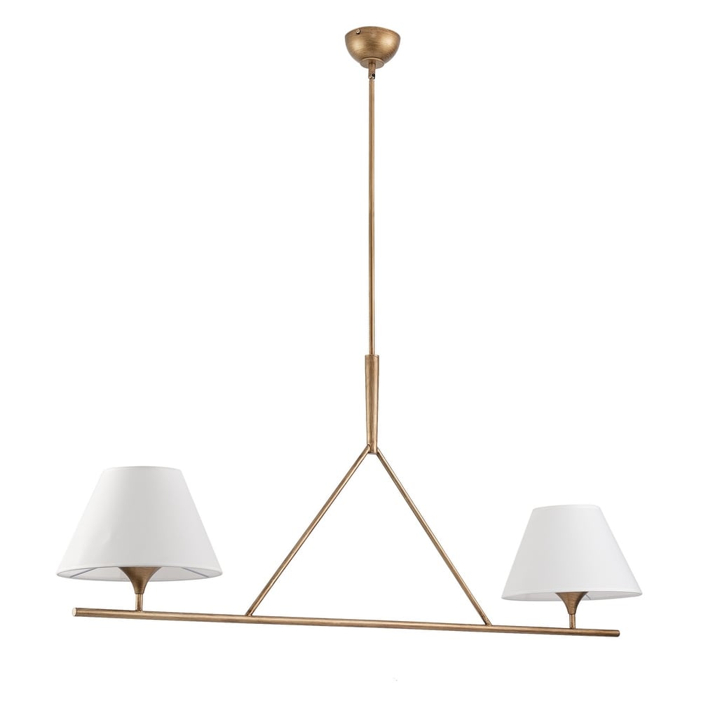 Keen Linear Modern Elegant Brass Fabric Chandelier - Lamp Copper