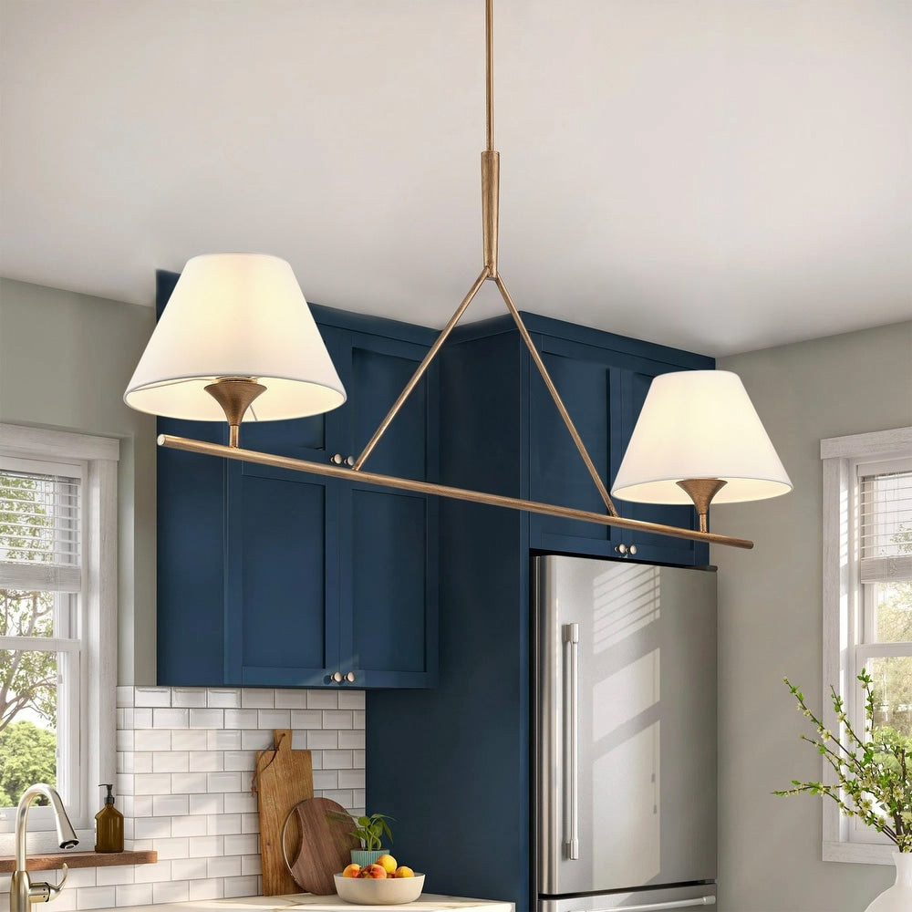 Keen Linear Modern Elegant Brass Fabric Chandelier - Lamp Copper