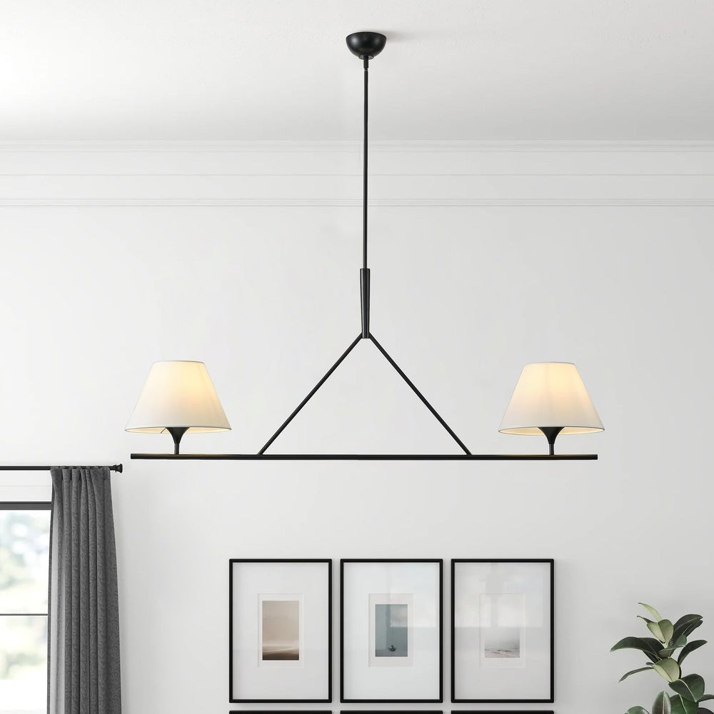 Keen Linear Modern Elegant Brass Fabric Chandelier - Lamp Copper