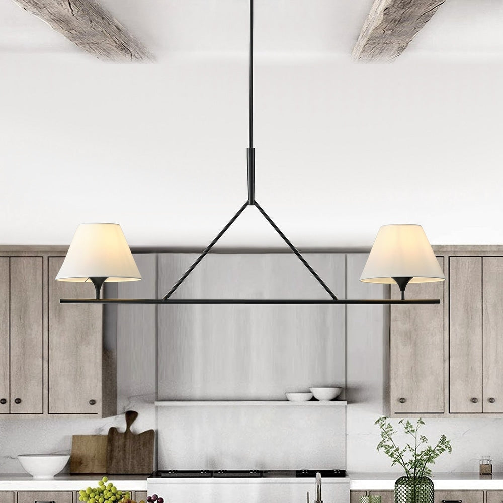 Keen Linear Modern Elegant Brass Fabric Chandelier - Lamp Copper