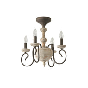 Myst Vintage Traditional Wooden Metal Semi Flush Ceiling Light - Lamp Copper