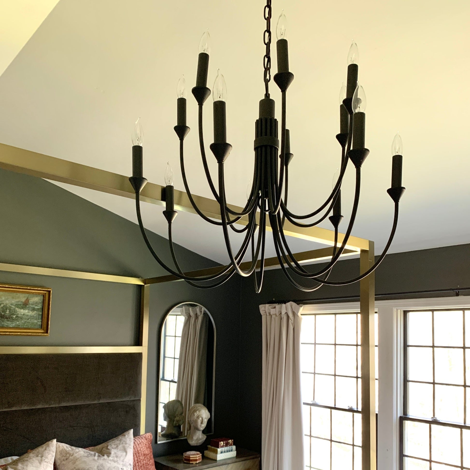 Onyx Vintage Industrial Black Metal Chandelier - Lamp Copper