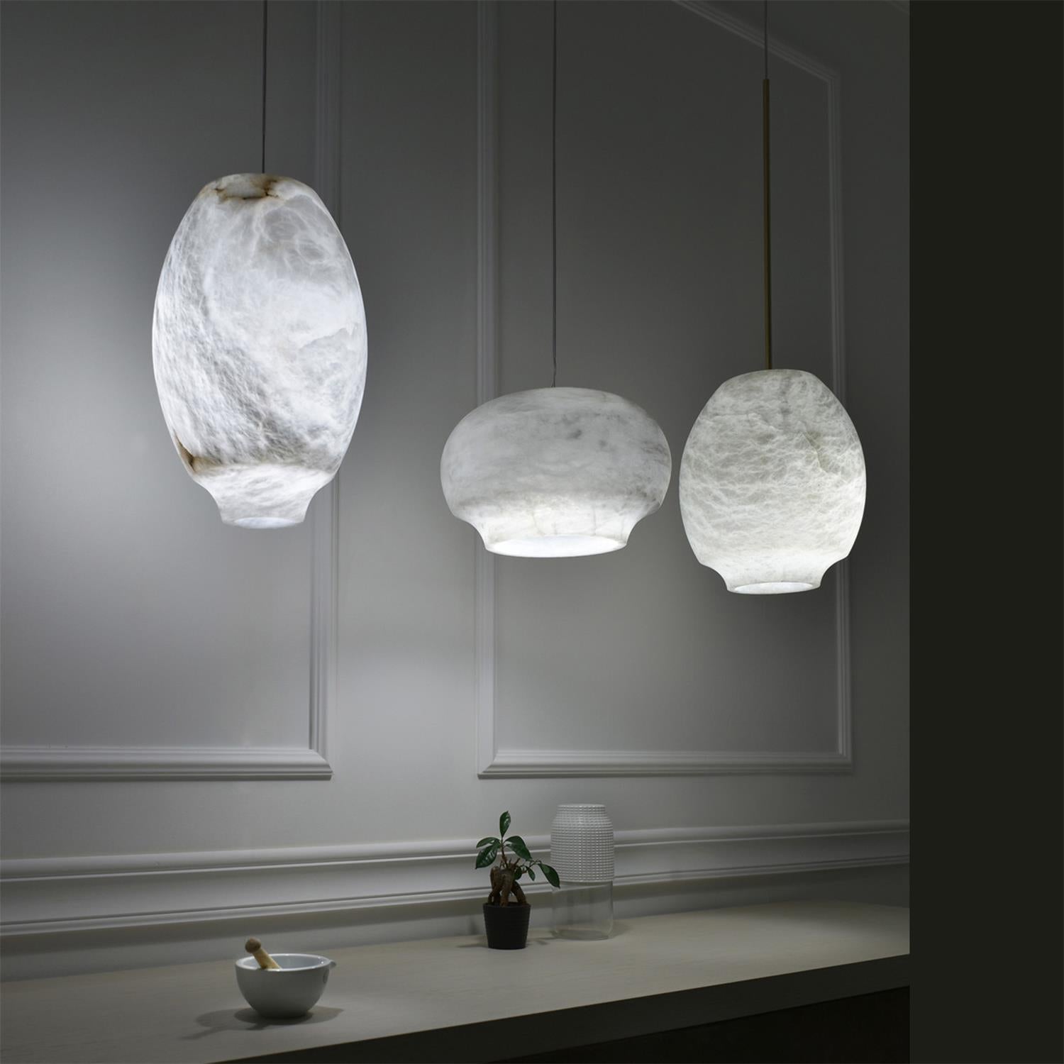 Miroir Modern Minimalist Alabaster Metal Pendant Lamp - Lamp Copper