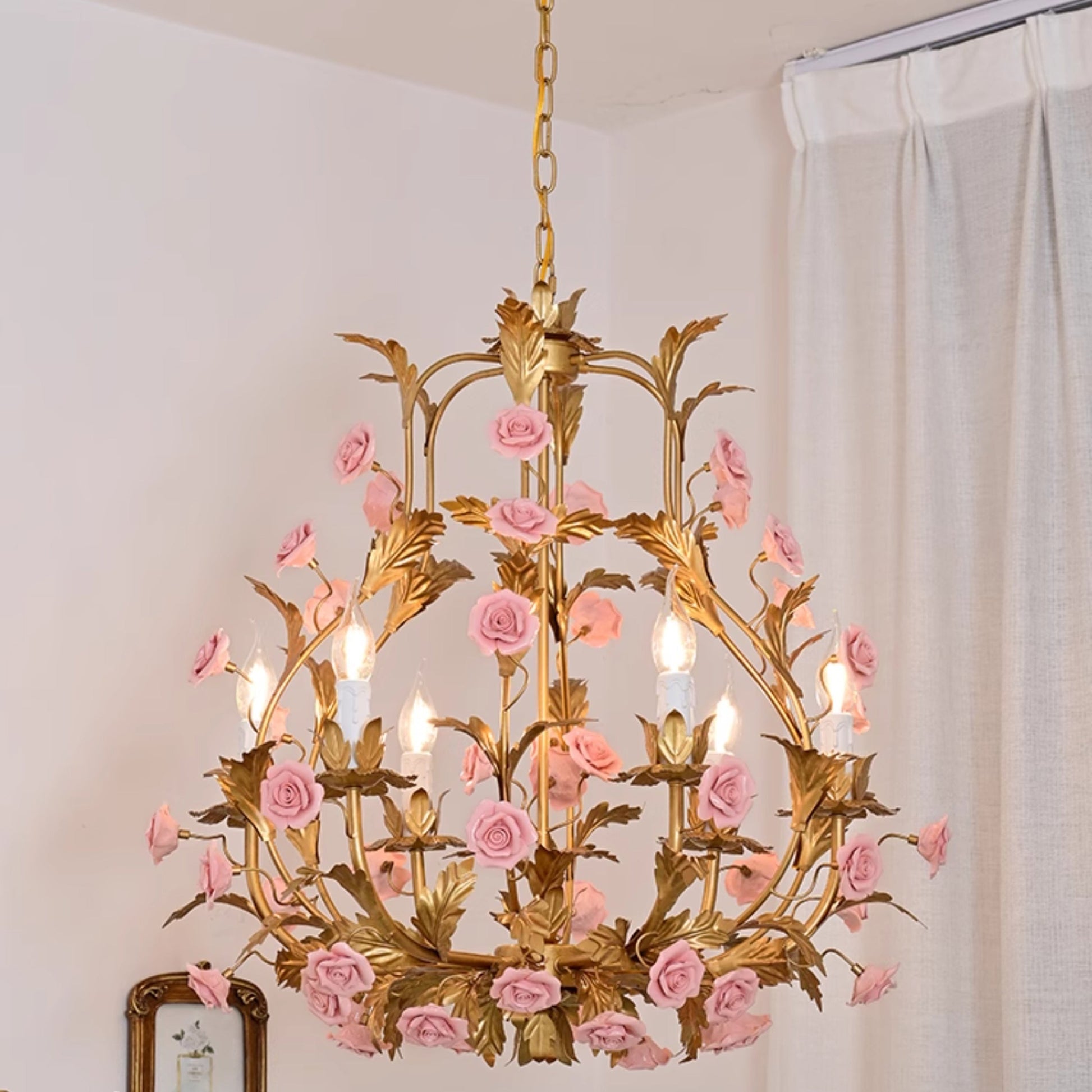 Ember Postmodern Luxury Rose Flower Ceramic Chandelier - Lamp Copper