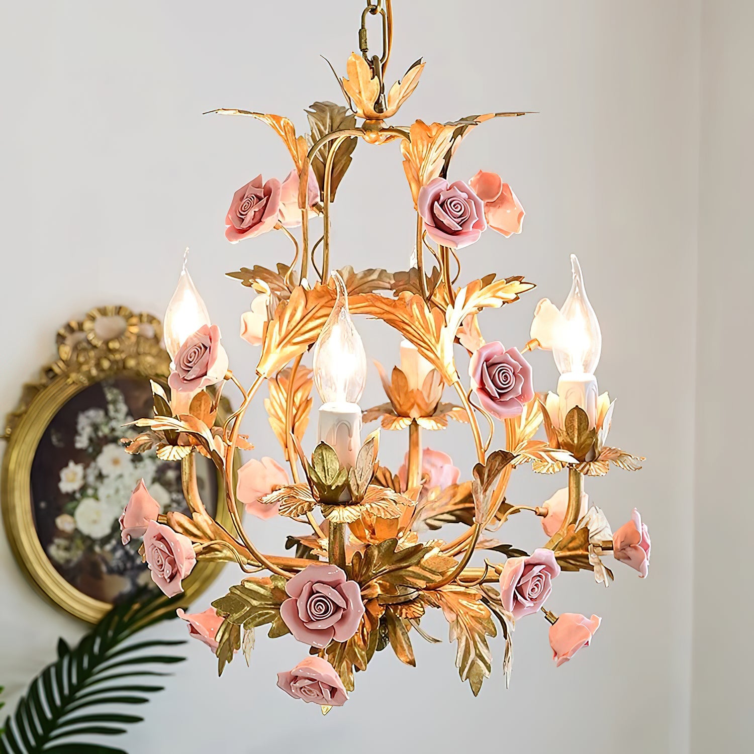 Ember Postmodern Luxury Rose Flower Ceramic Chandelier - Lamp Copper