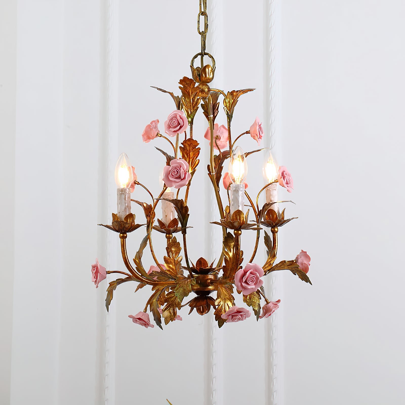 Ember Postmodern Luxury Rose Flower Ceramic Chandelier - Lamp Copper