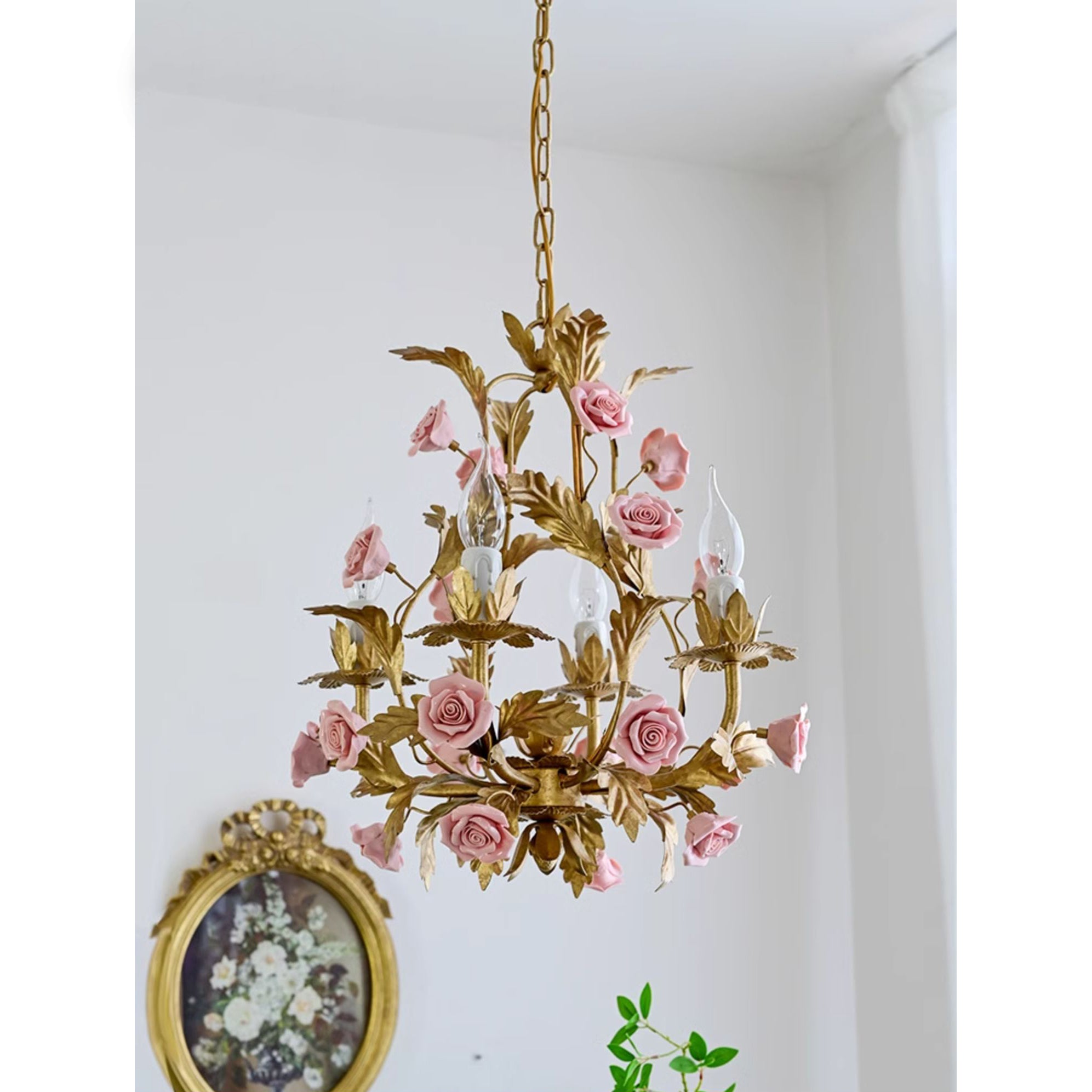 Ember Postmodern Luxury Rose Flower Ceramic Chandelier - Lamp Copper