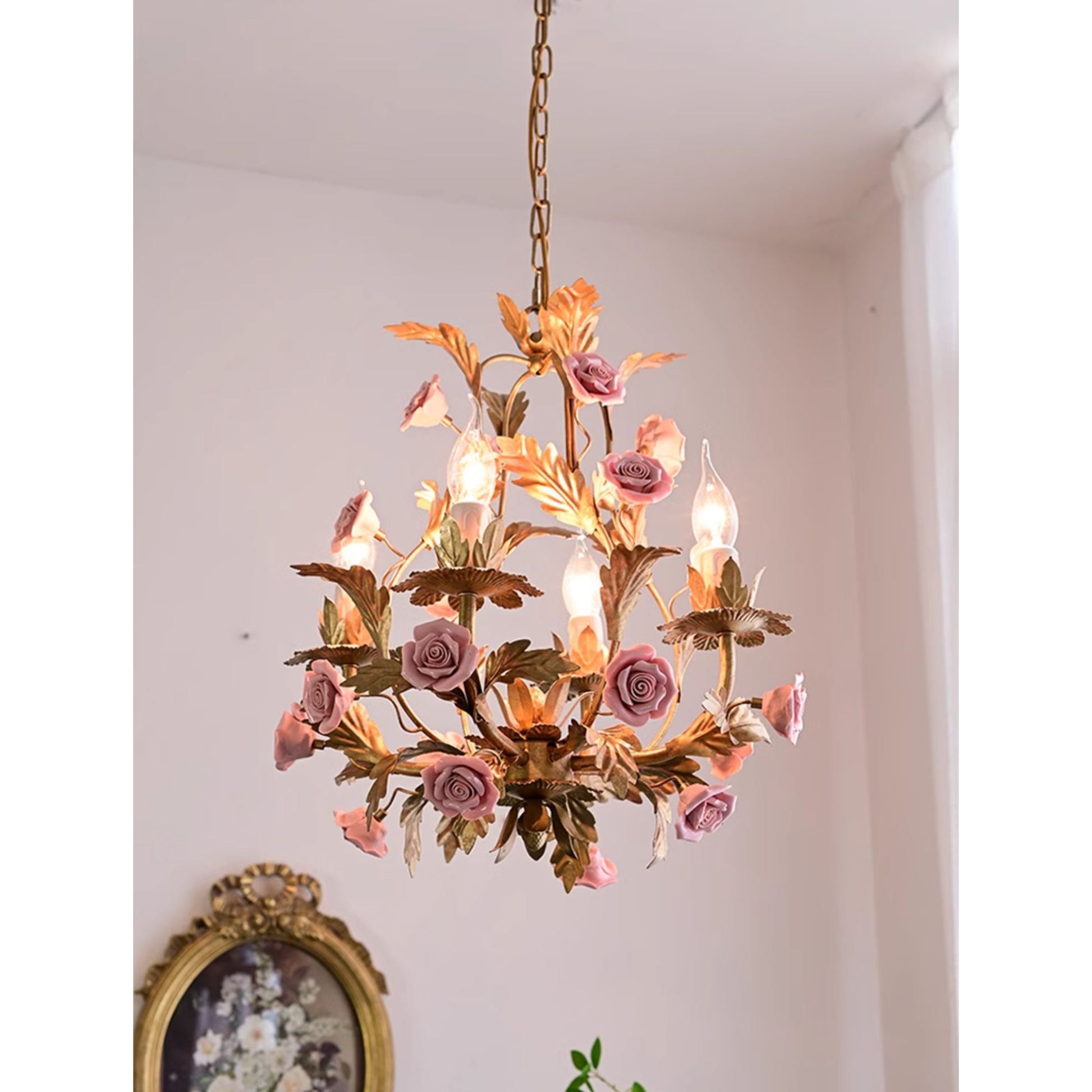 Ember Postmodern Luxury Rose Flower Ceramic Chandelier - Lamp Copper