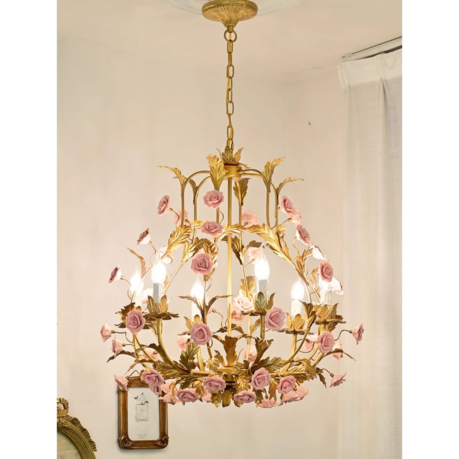 Ember Postmodern Luxury Rose Flower Ceramic Chandelier - Lamp Copper