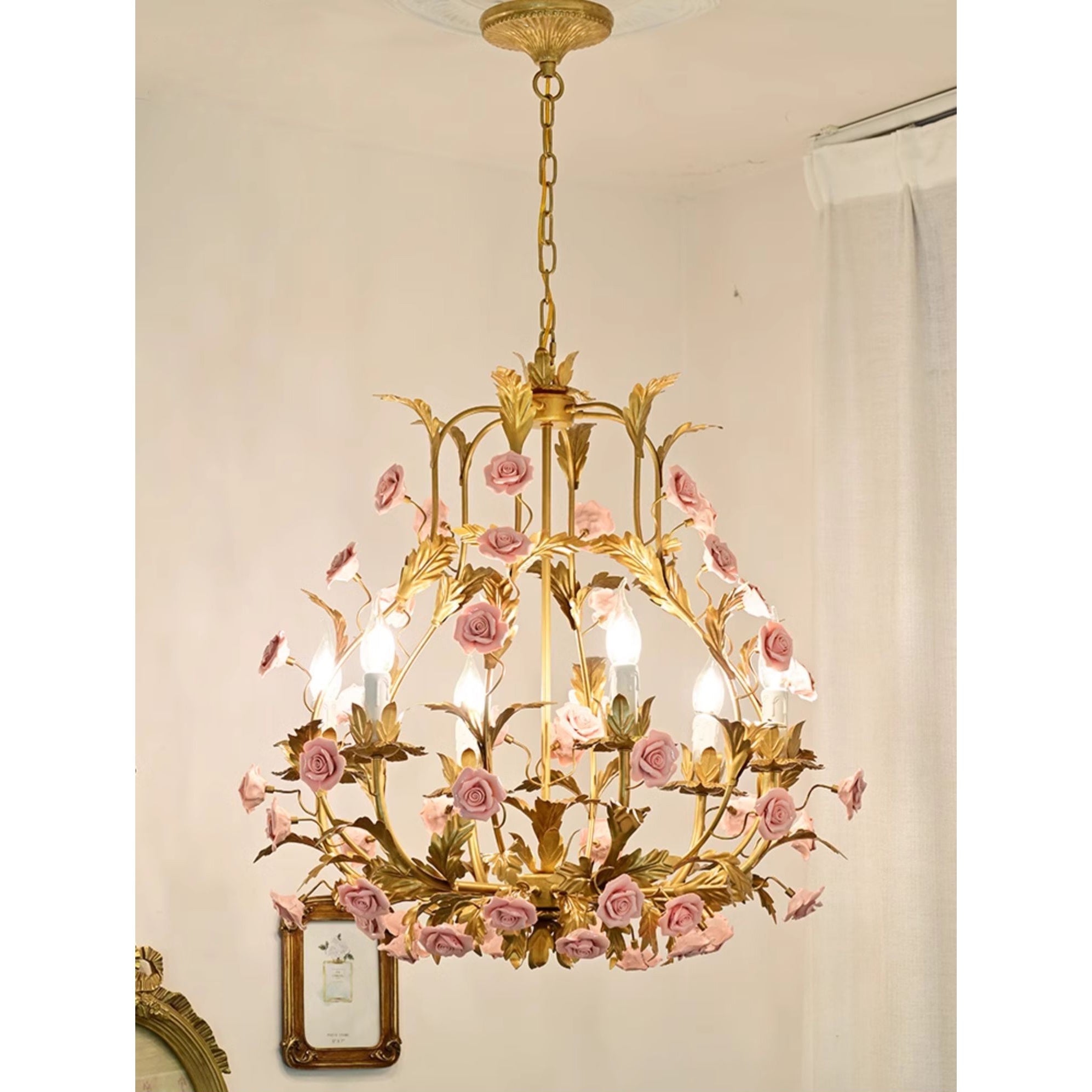 Ember Postmodern Luxury Rose Flower Ceramic Chandelier - Lamp Copper