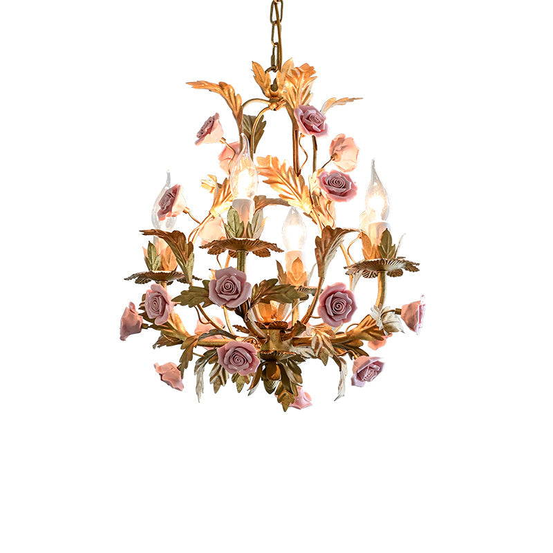 Ember Postmodern Luxury Rose Flower Ceramic Chandelier - Lamp Copper