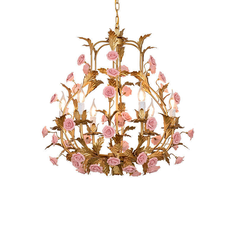 Ember Postmodern Luxury Rose Flower Ceramic Chandelier - Lamp Copper