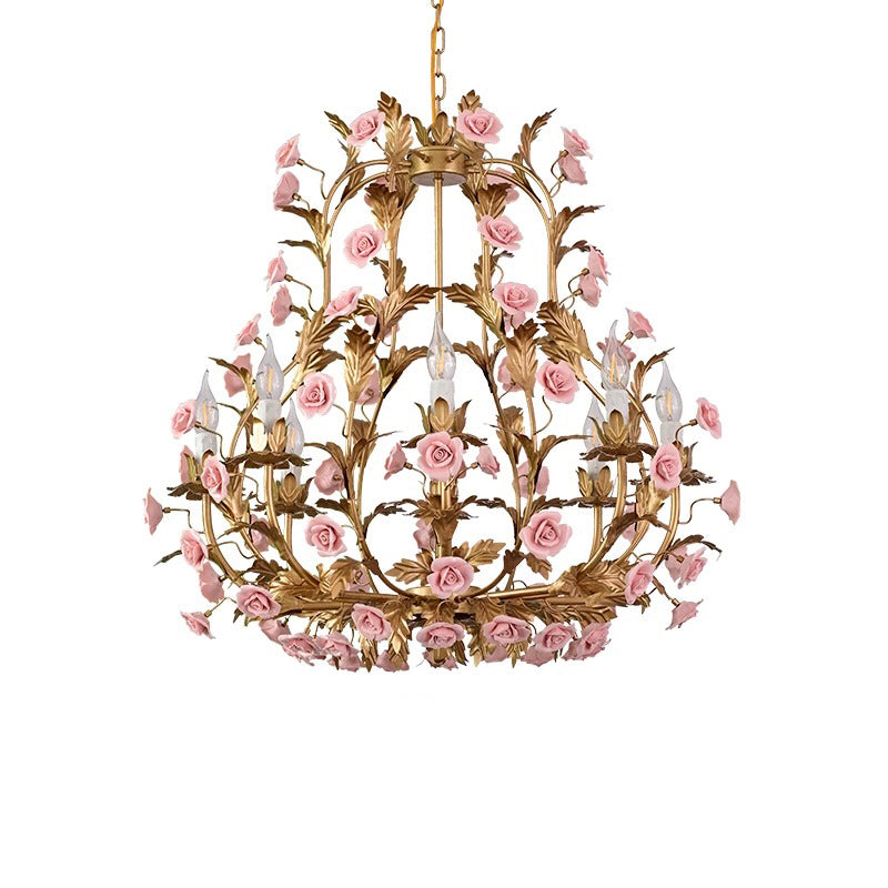 Ember Postmodern Luxury Rose Flower Ceramic Chandelier - Lamp Copper